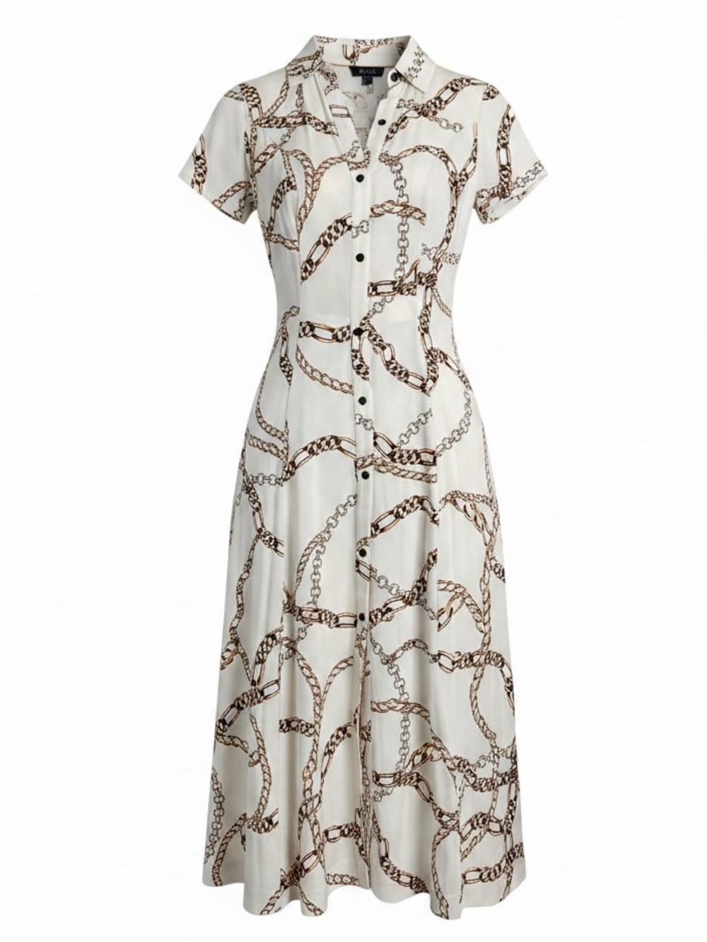 Anthropologie Maeve chain Printed Short-Sleeve Shirt Dress Maxi XS